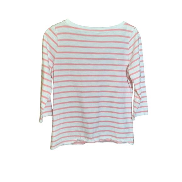 Talbots Womens Pink Stripe Graphic Long Sleeve Tee Size MP - Picture 3 of 6